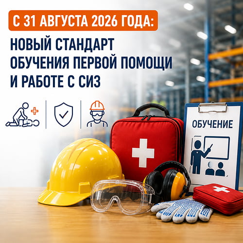 С 31 августа 2026 года: новый стандарт обучения первой помощи и работе с СИЗ.